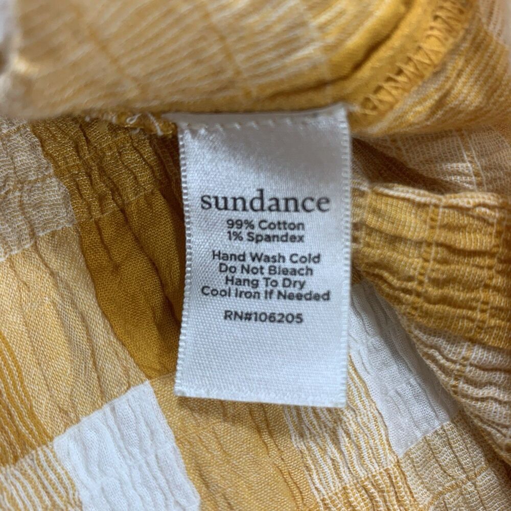Sundance lorna yellow and whote button top oversized boho blouse size small - Picture 9 of 9